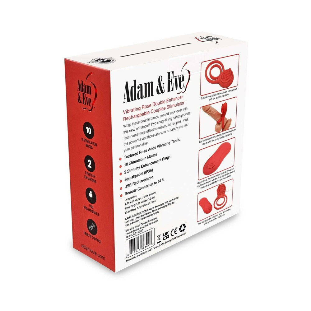 ADAM & EVE DOUBLE RING VIBRATING ROSE COCK RING