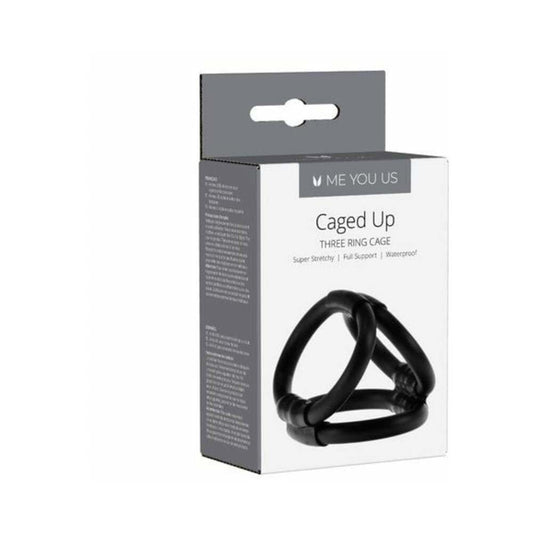 ME YOU US CAGED UP 3-RING COCK CAGE BLACK