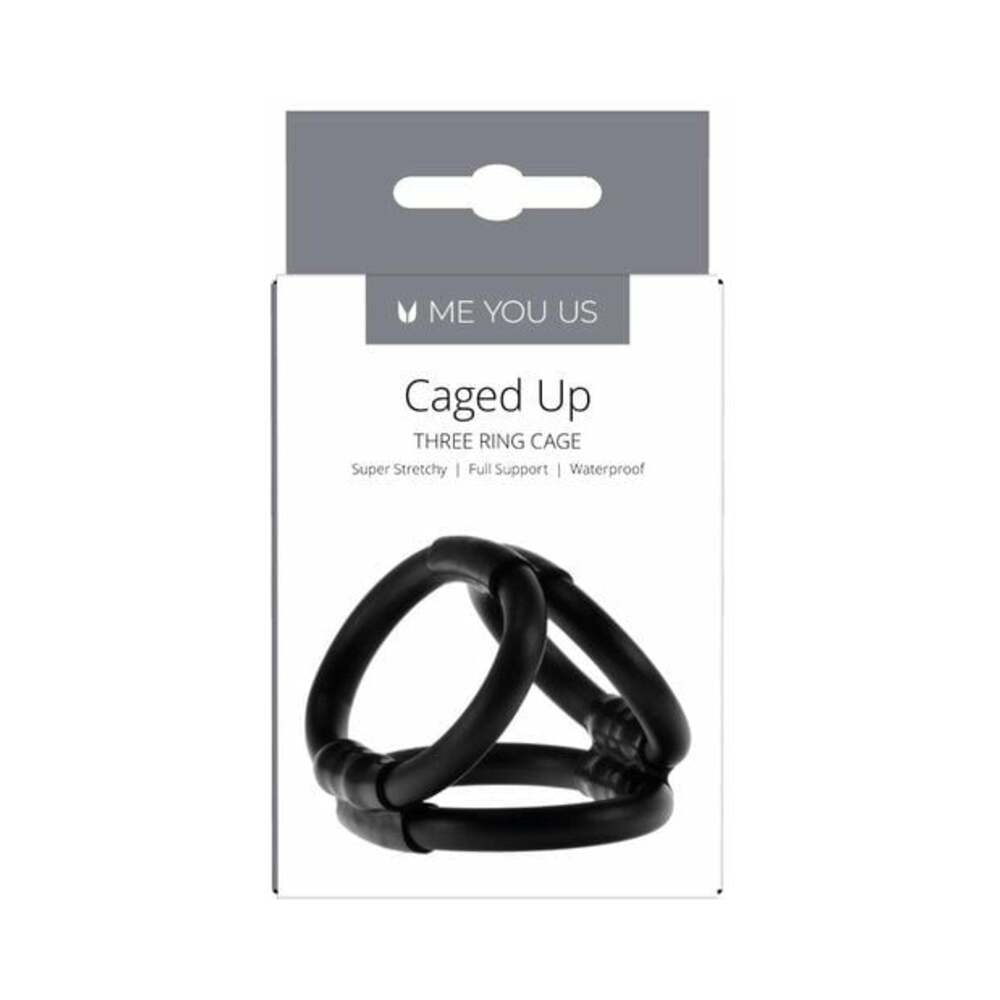 ME YOU US CAGED UP 3-RING COCK CAGE BLACK
