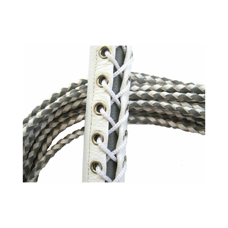 LEATHER CORSET FLOGGER WHITE/GREY
