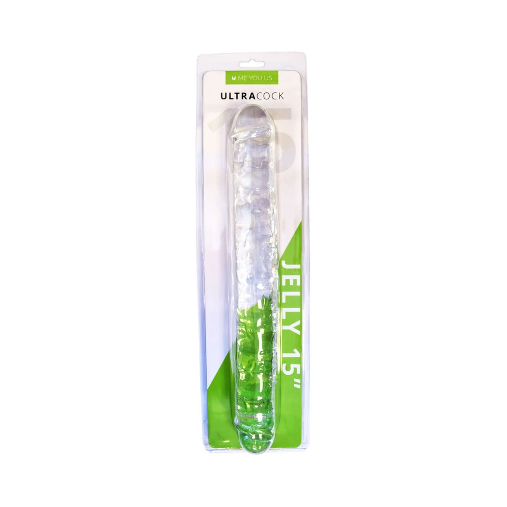 ME YOU US ULTRA COCK 15 IN. JELLY DOUBLE ENDED DILDO CLEAR