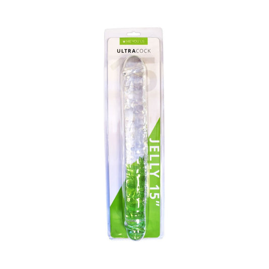 ME YOU US ULTRA COCK 15 IN. JELLY DOUBLE ENDED DILDO CLEAR