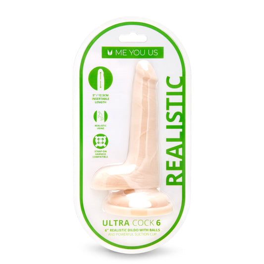 ME YOU US - ULTRA COCK 6 IN. REALISTIC DUAL DENSITY DILDO WITH BALLS VANILLA