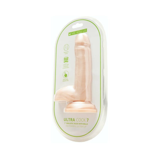 ME YOU US - ULTRA COCK 7 IN. REALISTIC DUAL DENSITY DILDO WITH BALLS VANILLA