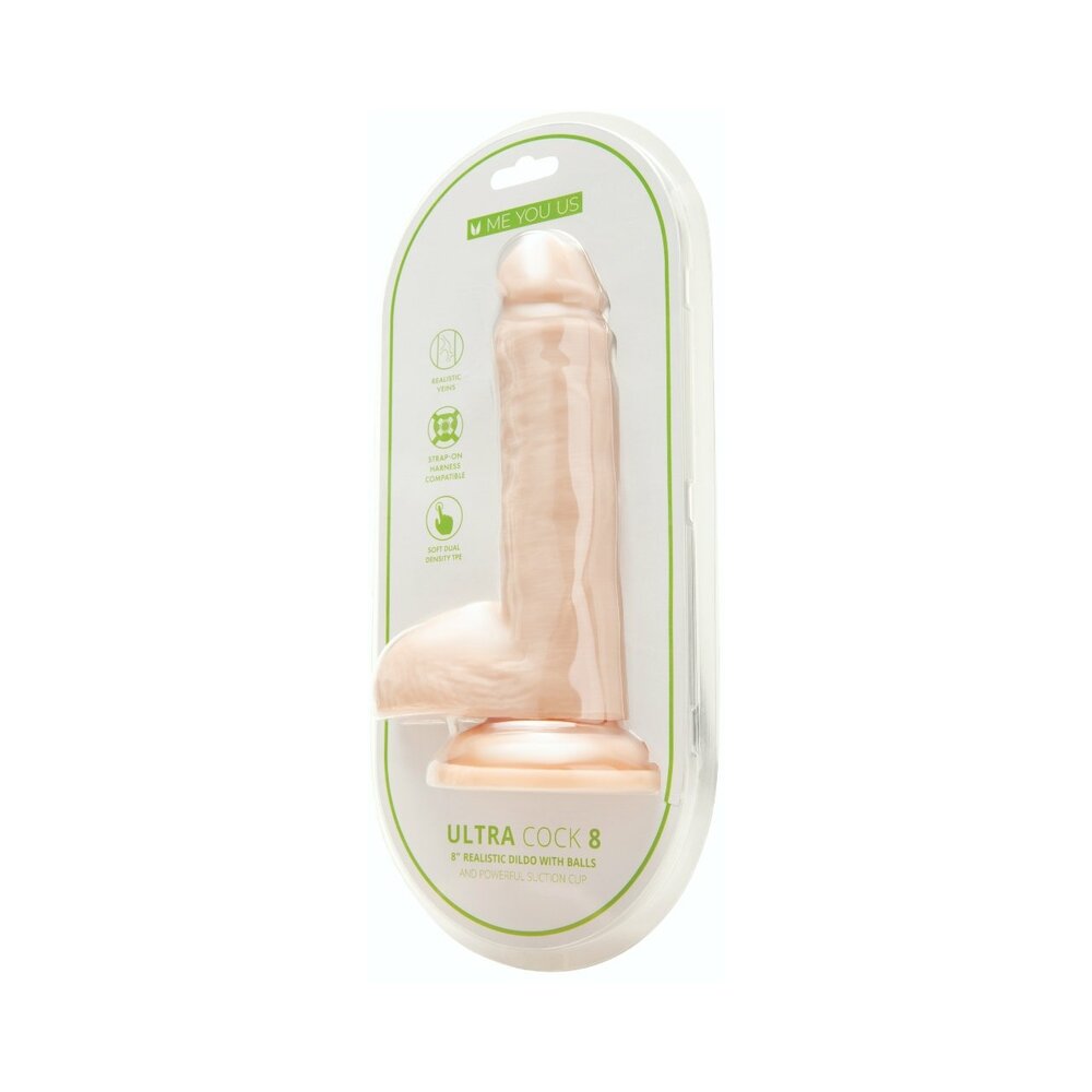 ME YOU US ULTRA COCK 8 IN. REALISTIC DUAL DENSITY DILDO WITH BALLS VANILLA