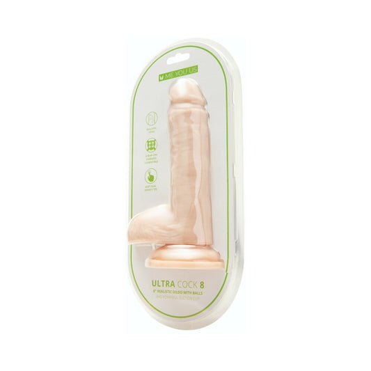 ME YOU US - ULTRA COCK 8 IN. REALISTIC DUAL DENSITY DILDO WITH BALLS VANILLA