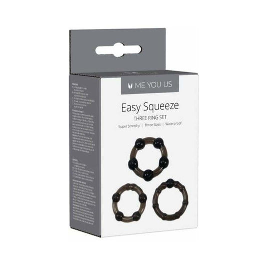 ME YOU US EASY SQUEEZE 3-PIECE COCKRING SET BLACK