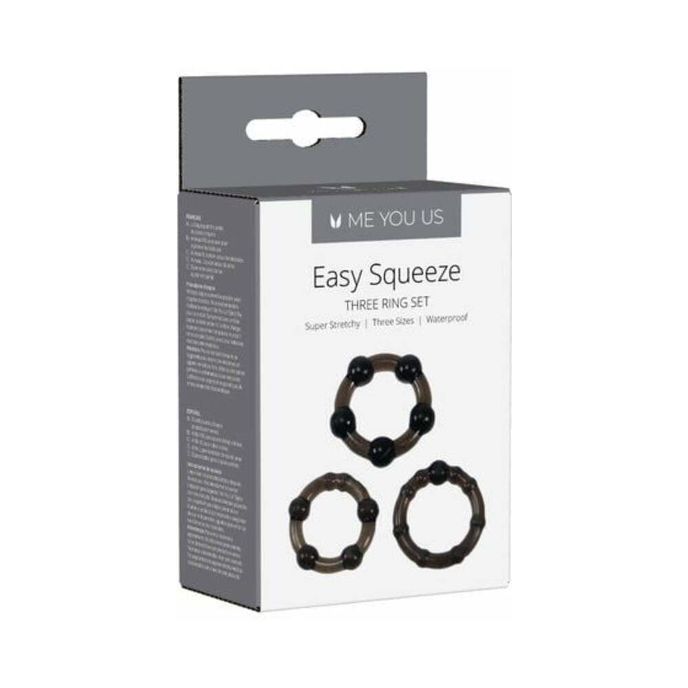 ME YOU US - ANILLO PARA PENE DE 3 PIEZAS FÁCIL DE AJUSTAR NEGRO