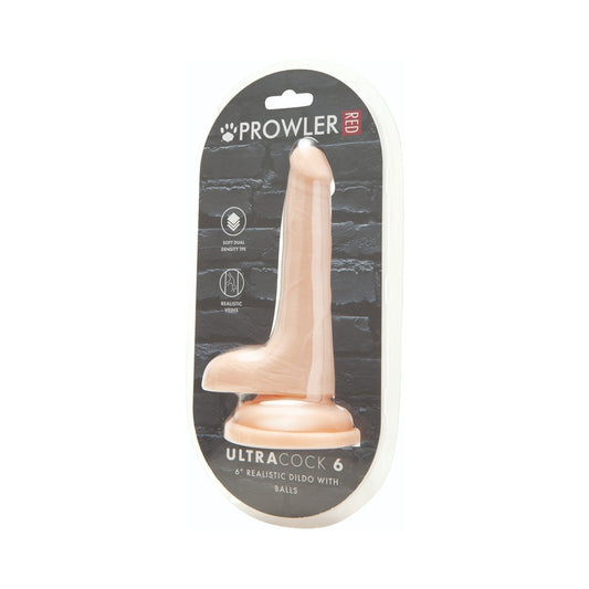 PROWLER RED ULTRA COCK 6 IN. REALISTIC DUAL DENSITY DILDO WITH BALLS VANILLA