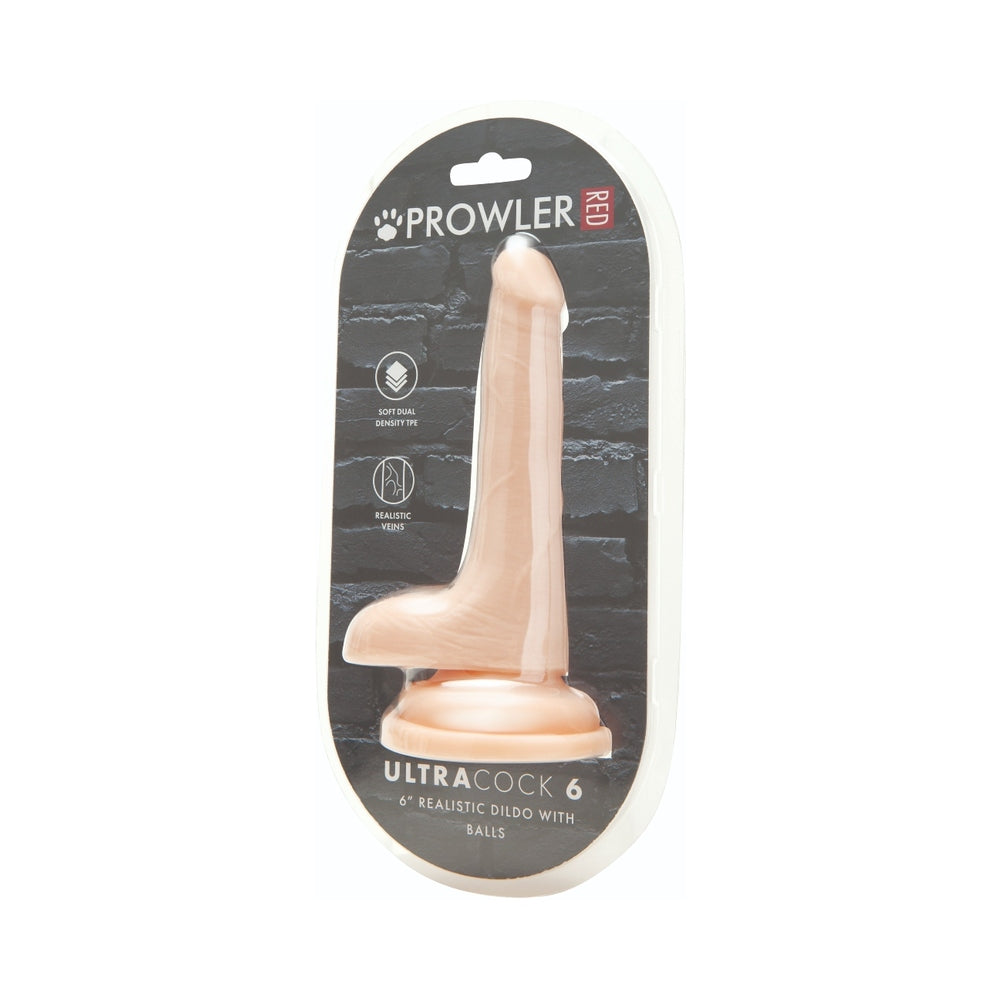 PROWLER RED - ULTRA COCK 6 IN. REALISTIC DUAL DENSITY DILDO WITH BALLS VANILLA