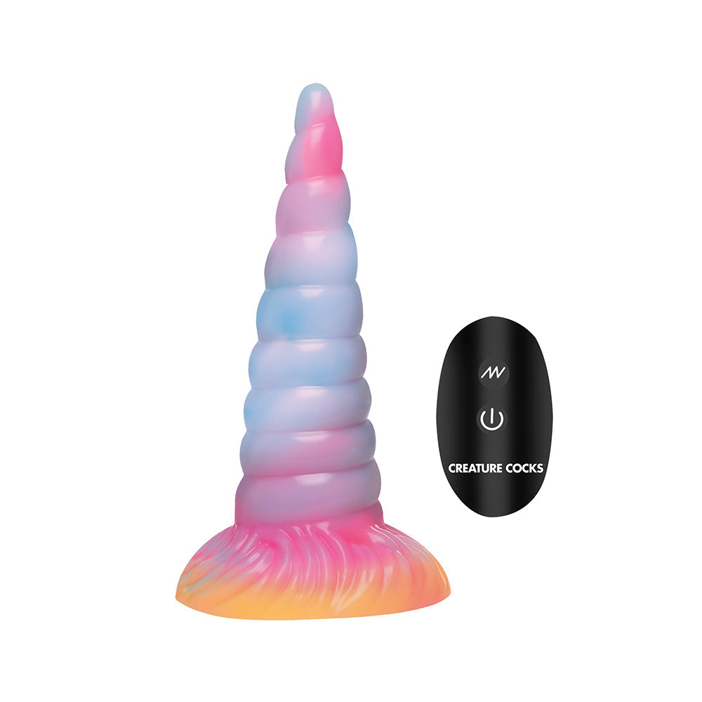 CREATURE COCKS UNICORN GLOW-IN-THE-DARK VIBRATING SILICONE DILDO