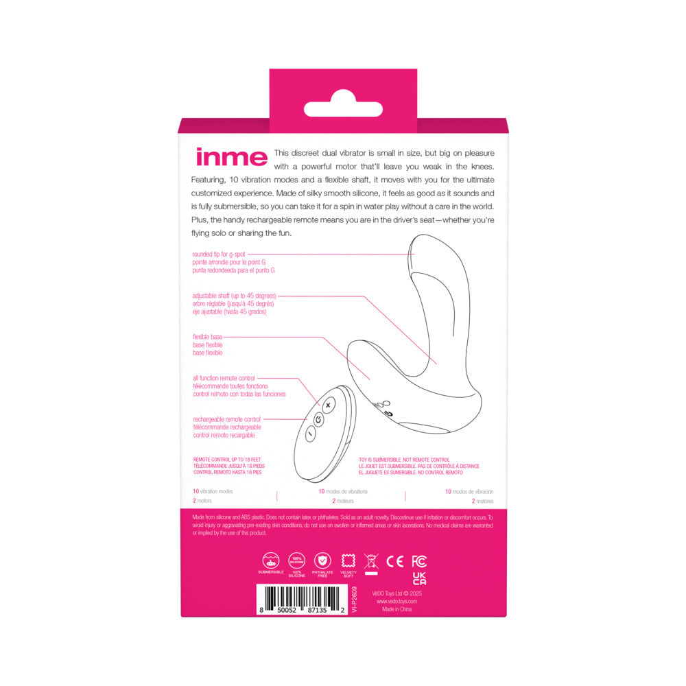VEDO INME RECHARGEABLE DUAL VIBE WITH REMOTE PINK