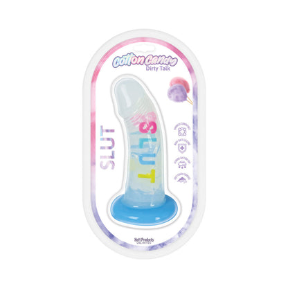 COTTON CANDY DIRTY TALK SLUT 6 IN. SILICONE DILDO