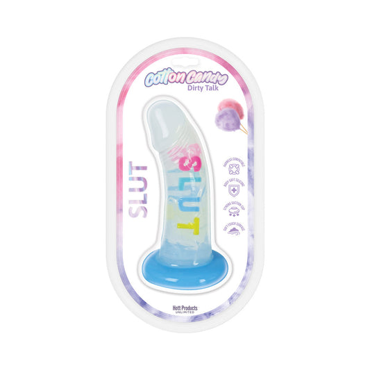 COTTON CANDY DIRTY TALK SLUT 6 IN. SILICONE DILDO