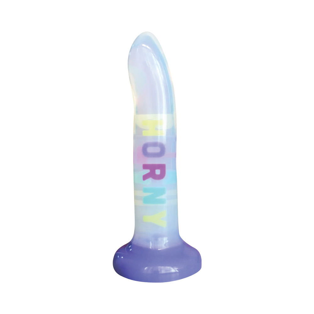COTTON CANDY DIRTY TALK HORNY BITCH 8 IN. SILICONE DILDO