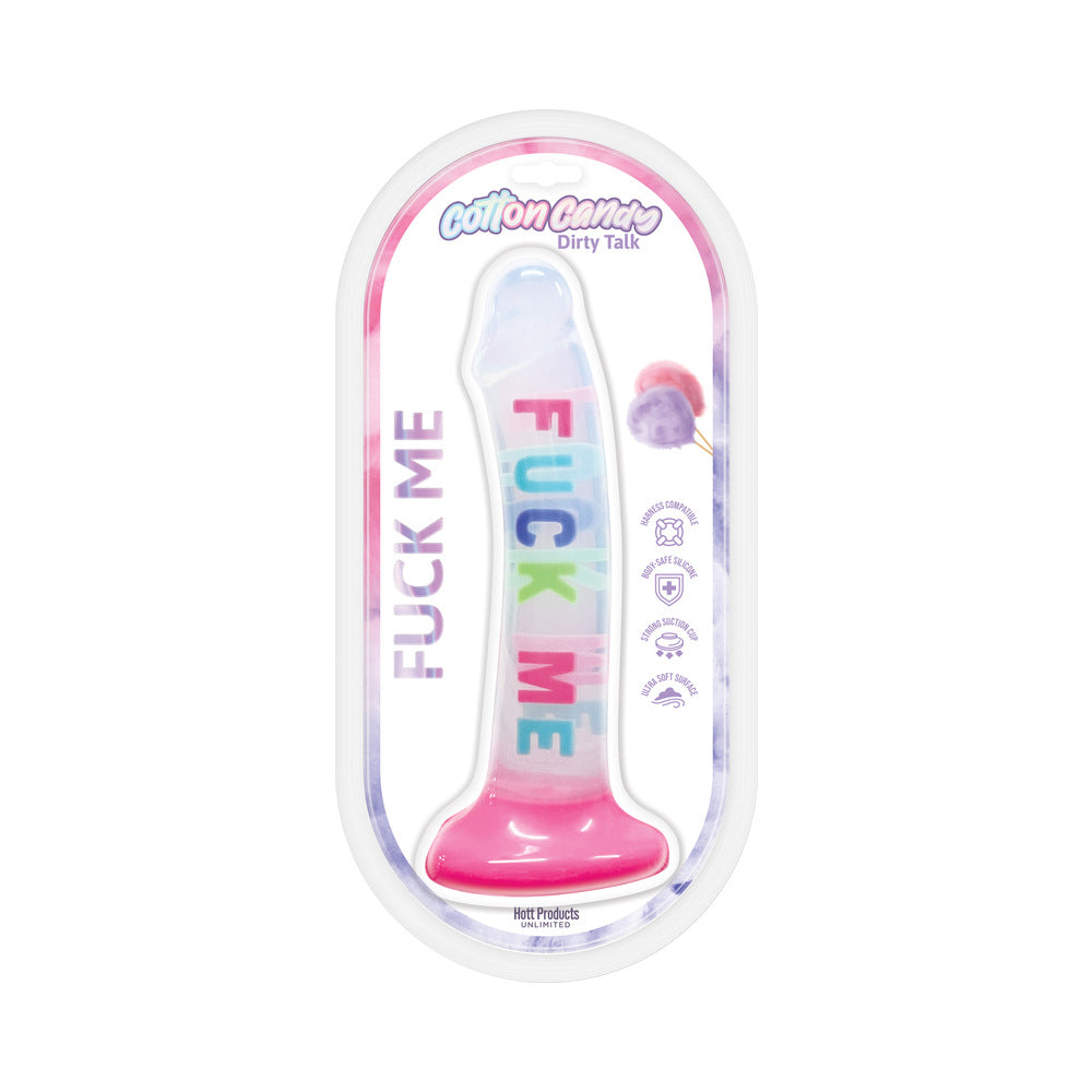 HOTT PRODUCTS - COTTON CANDY DIRTY TALK FUCK ME 8 IN. SILICONE DILDO