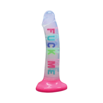 COTTON CANDY DIRTY TALK FUCK ME 8 IN. SILICONE DILDO