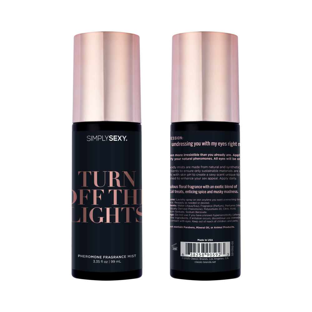 SIMPLY SEXY PHEROMONE BODY MIST TURN OFF THE LIGHTS 3.35 OZ.