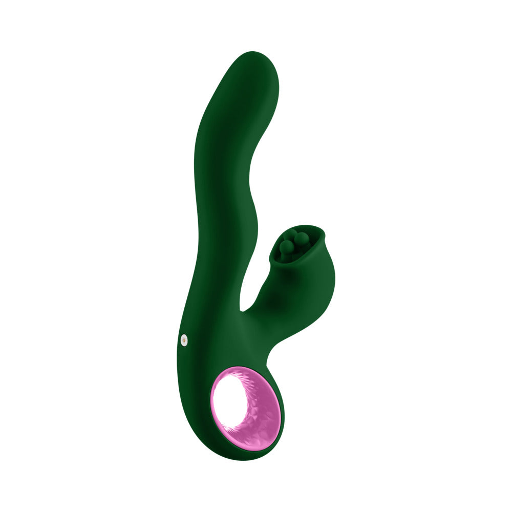 FEMMEFUNN PALLINA TRIPLE ACTION THUMPING RABBIT VIBRATOR DARK GREEN