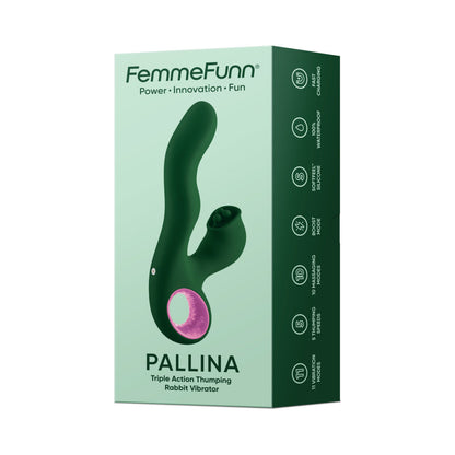 FEMMEFUNN PALLINA TRIPLE ACTION THUMPING RABBIT VIBRATOR DARK GREEN
