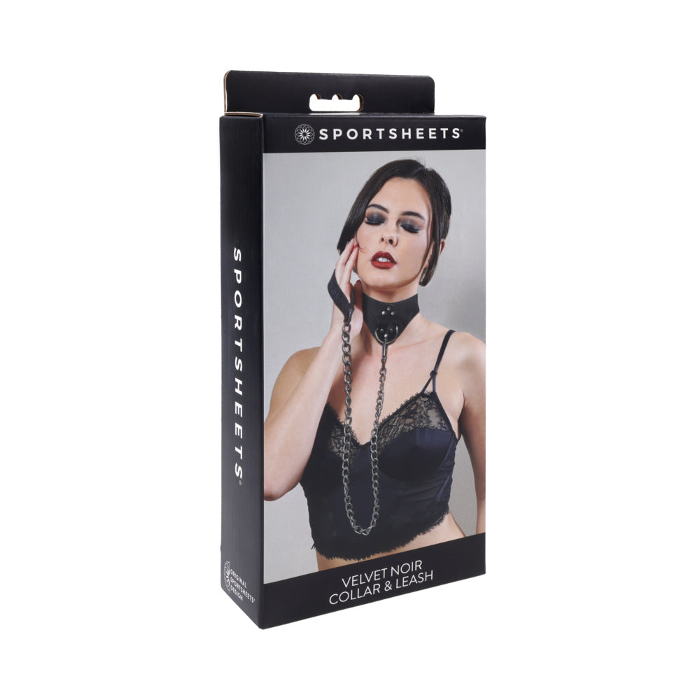 SPORTSHEETS VELVET NOIR COLLAR & LEASH