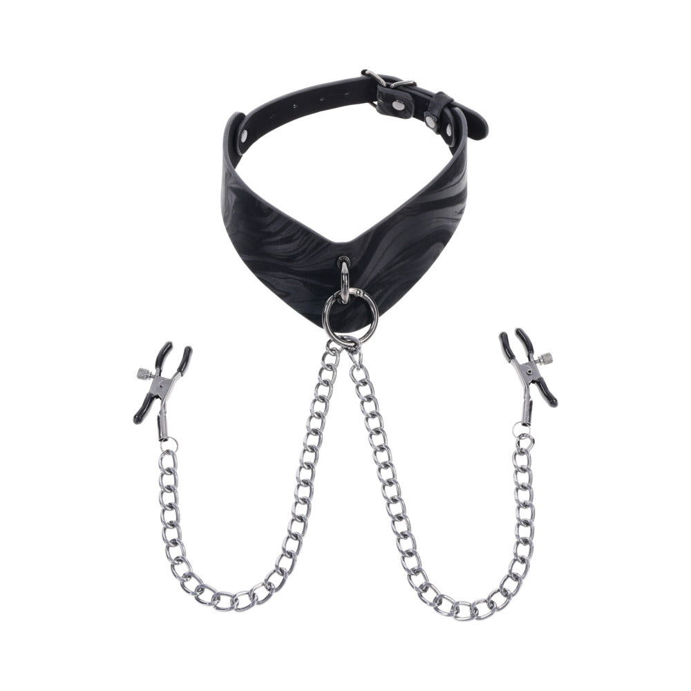 SPORTSHEETS VELVET NOIR COLLAR & REMOVABLE CLAMPS