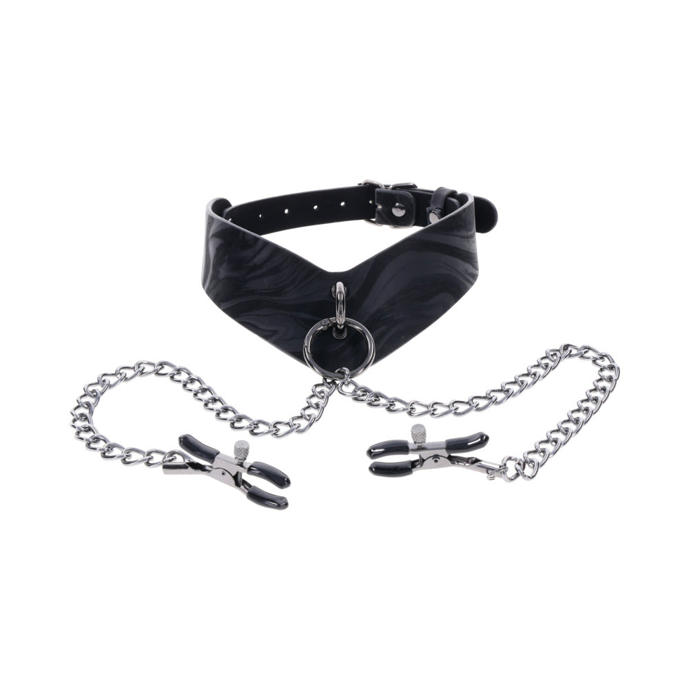SPORTSHEETS VELVET NOIR COLLAR & REMOVABLE CLAMPS