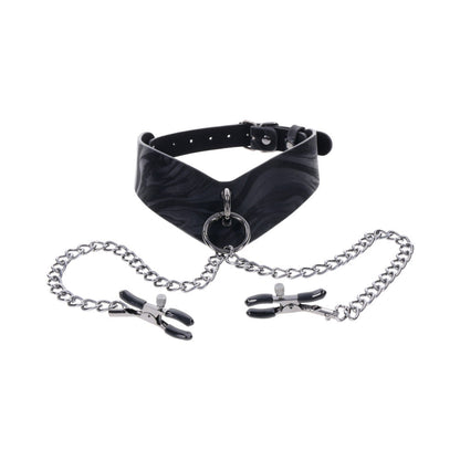 SPORTSHEETS VELVET NOIR COLLAR & REMOVABLE CLAMPS