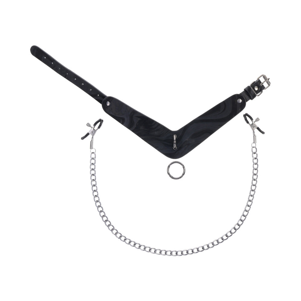 SPORTSHEETS VELVET NOIR COLLAR & REMOVABLE CLAMPS