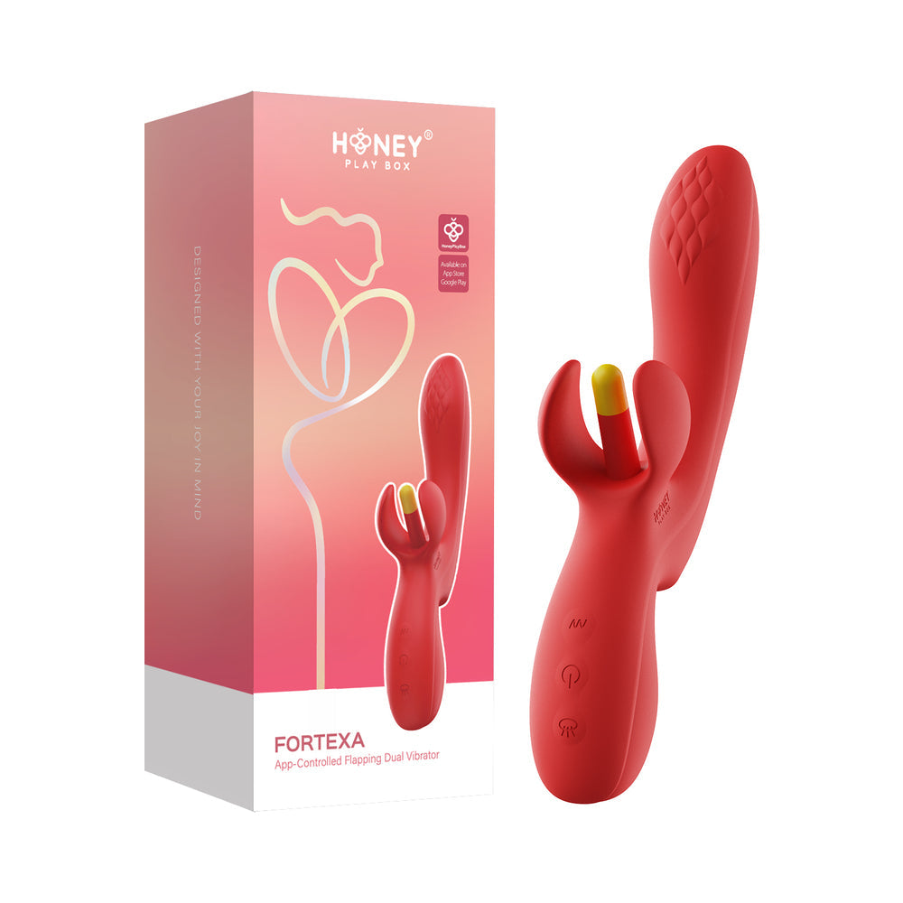 HONEY PLAY BOX FORTEXA APP-CONTROLLED KINKY FINGER FLAPPING DUAL STIMULATOR RED