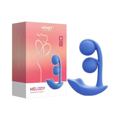 HONEY PLAY BOX - MELODY PRESSURE SENSING APP-CONTROLLED TWIN BALLS DUAL VIBRATOR BLUE