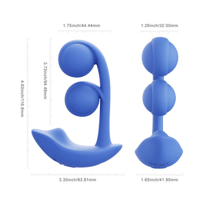 HONEY PLAY BOX MELODY PRESSURE SENSING APP-CONTROLLED TWIN BALLS DUAL VIBRATOR BLUE