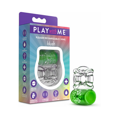 PLAY WITH ME PLEASER RECHARGEABLE C-RING NEON GREEN