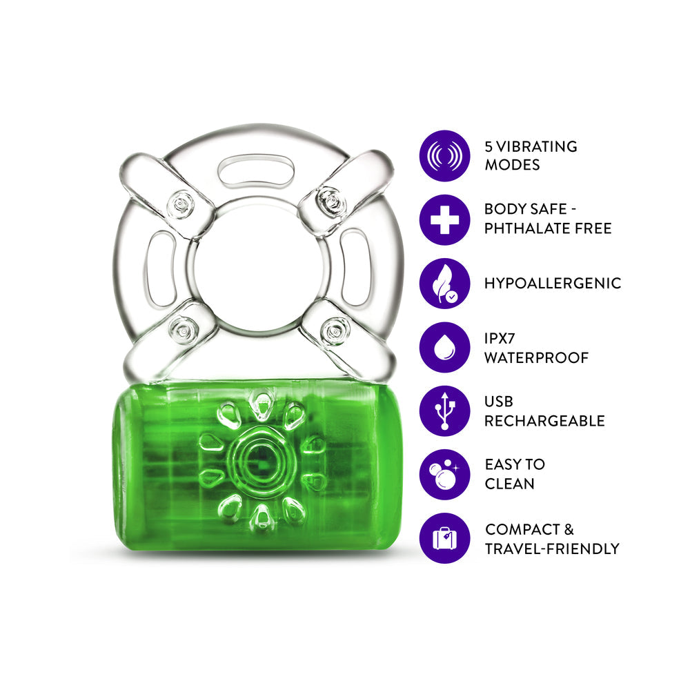 PLAY WITH ME PLEASER RECHARGEABLE C-RING NEON GREEN