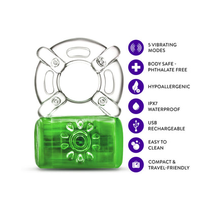 PLAY WITH ME PLEASER RECHARGEABLE C-RING NEON GREEN