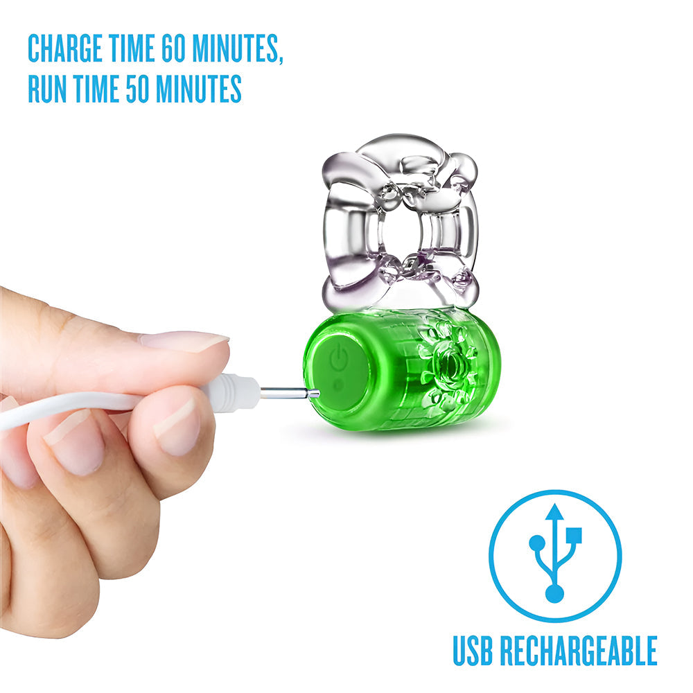 PLAY WITH ME PLEASER RECHARGEABLE C-RING NEON GREEN