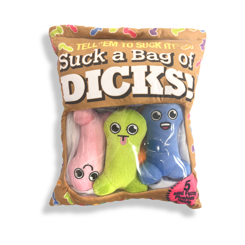 SUCK A BAG OF DICKS PLUSHY PILLOW WITH 5 DICKS