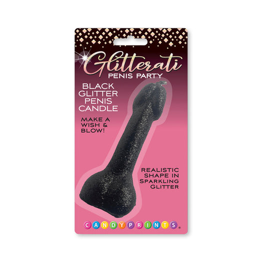 LITTLE GENIE - BLACK GLITTER PENIS CANDLE