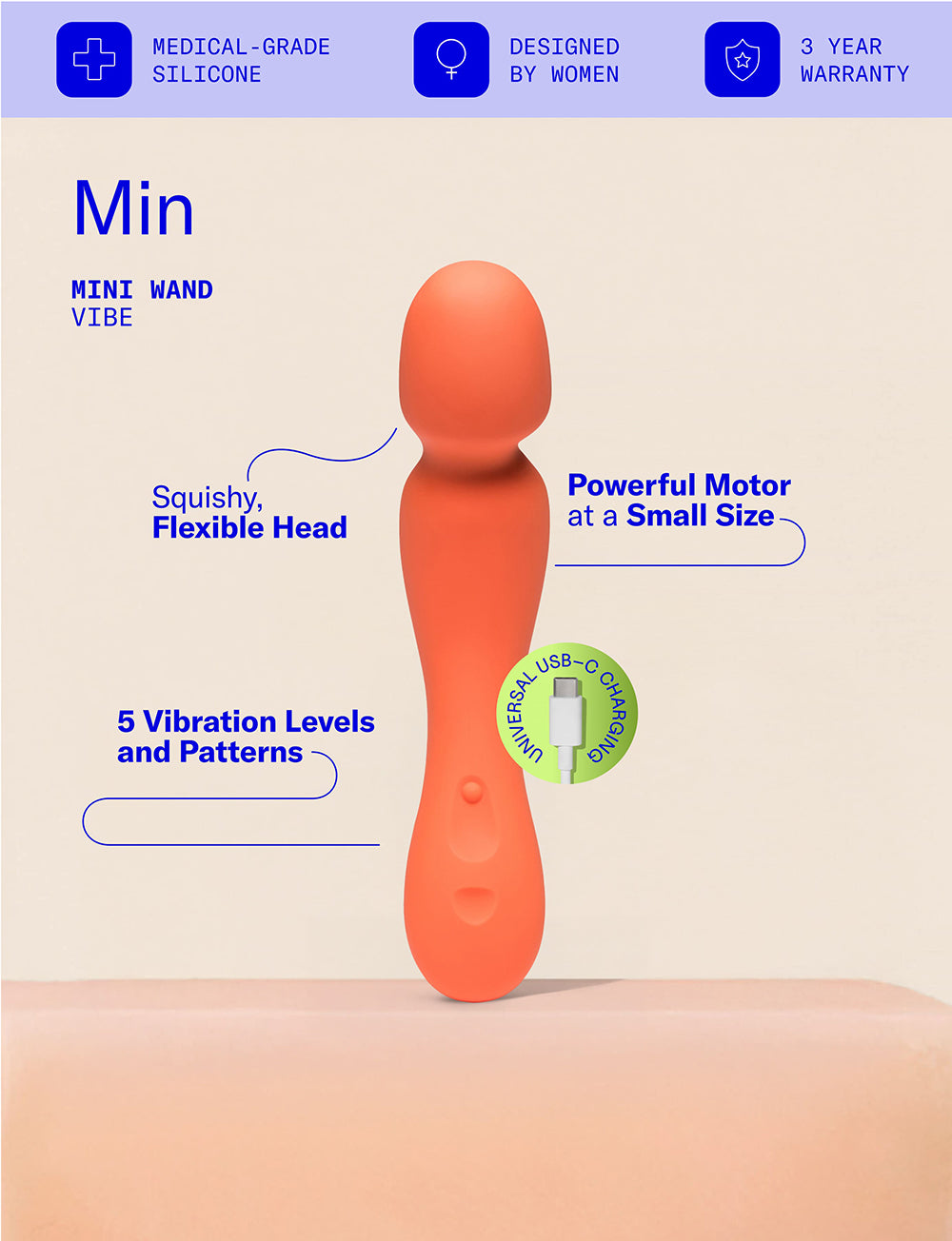 DAME - MIN MINI WAND VIBRATOR PAPAYA