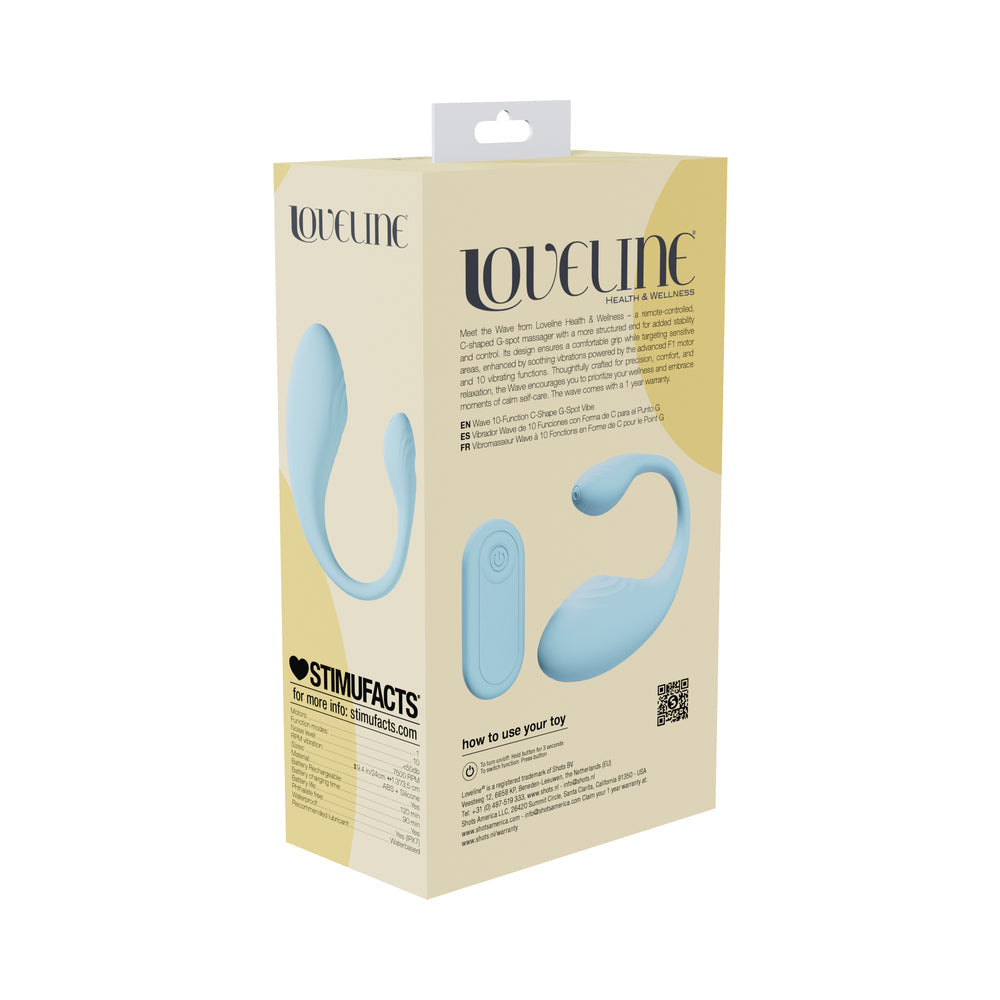LOVELINE WAVE C-SHAPE VIBE WATERPROOF REMOTE BLUE