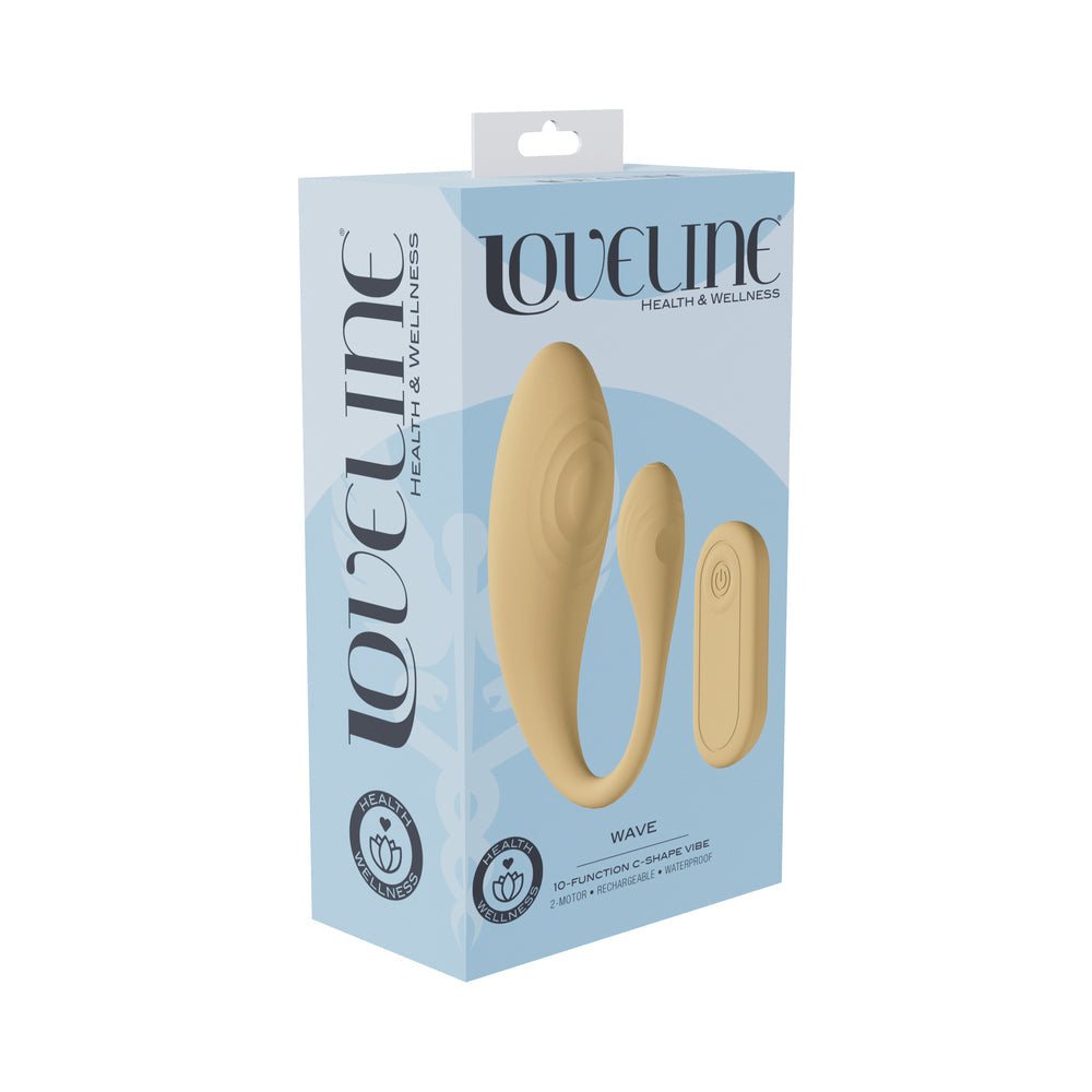 LOVELINE WAVE C-SHAPE VIBE WATERPROOF REMOTE YELLOW