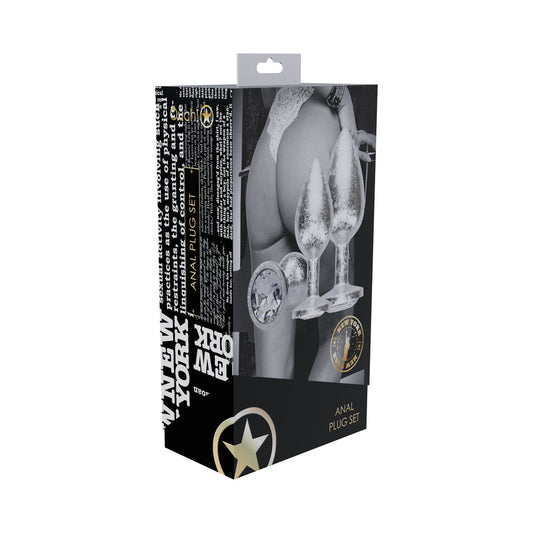 SHOTS - OUCH! INTERNATIONAL NEW YORK COLLECTION METAL ANAL PLUG SET SILVER