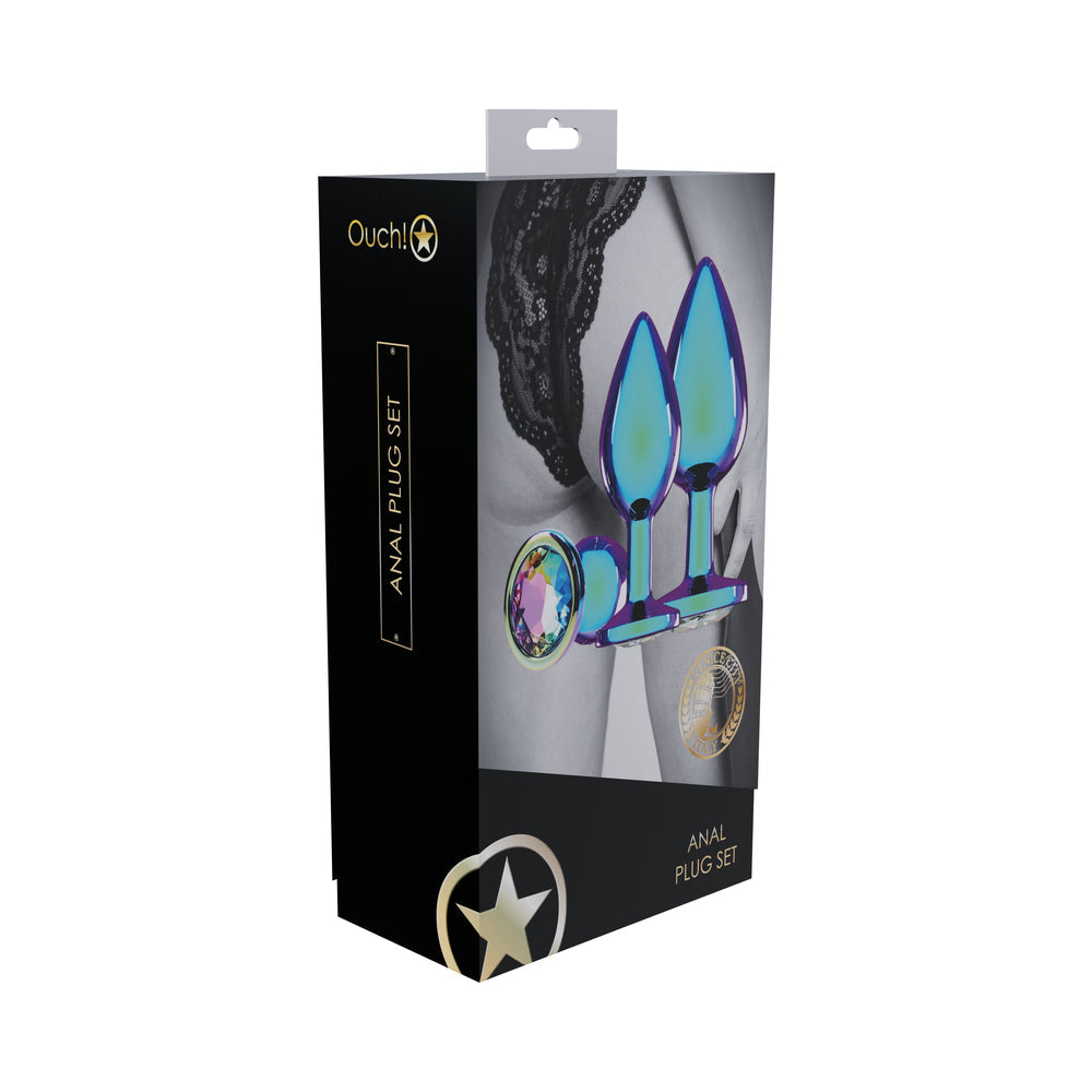 SHOTS - OUCH! INTERNATIONAL VENICE COLLECTION METAL ANAL PLUG SET IRIDESCENT