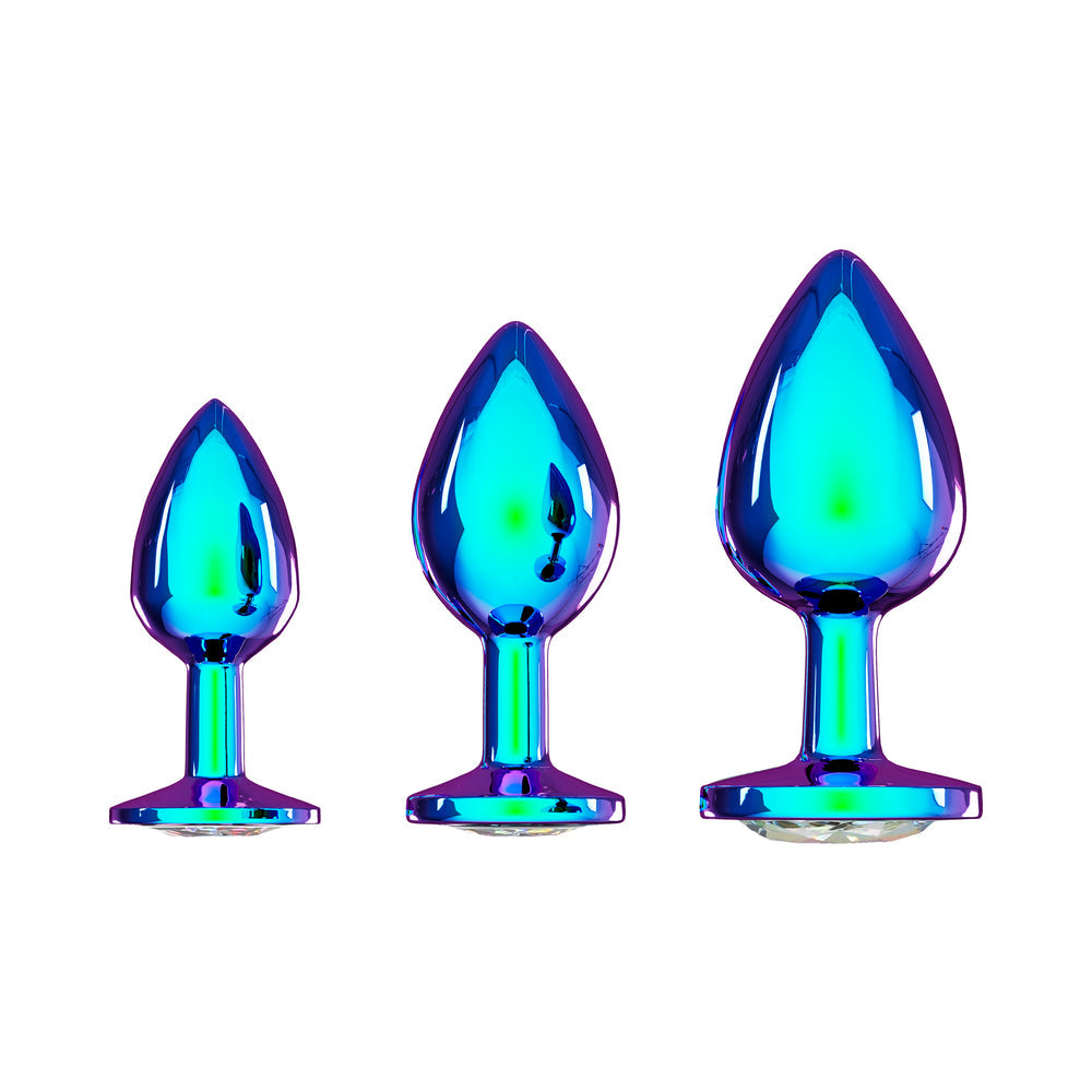 SHOTS - OUCH! INTERNATIONAL VENICE COLLECTION METAL ANAL PLUG SET IRIDESCENT