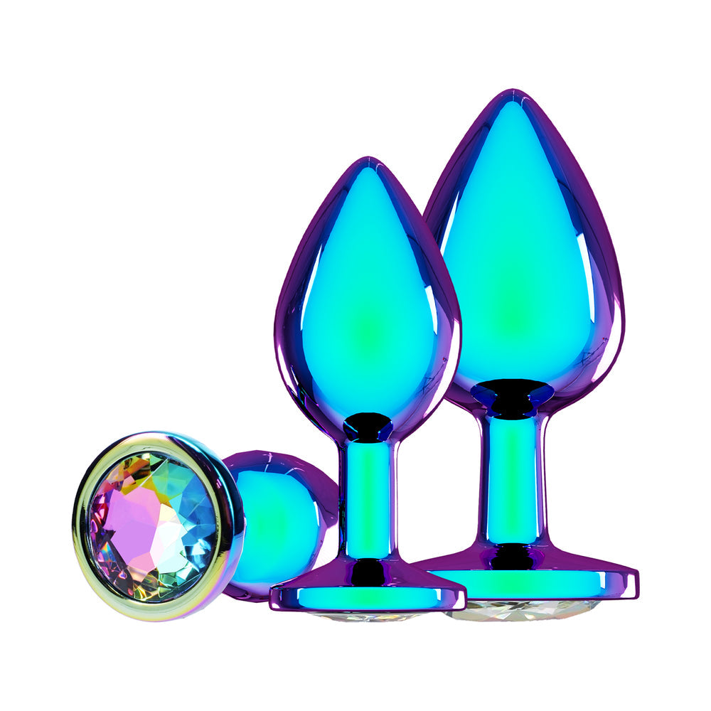 SHOTS - OUCH! INTERNATIONAL VENICE COLLECTION METAL ANAL PLUG SET IRIDESCENT