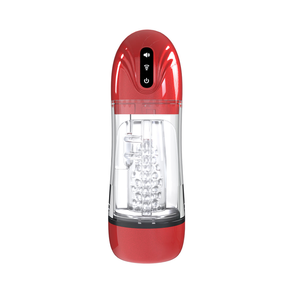 PUMPED SONICPULL MASTURBATOR SUCTION VIBRATION MULTIMEDIA ENHANCED METALLIC RED