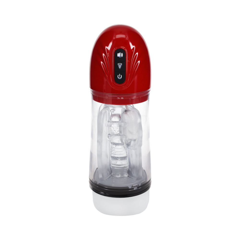 PUMPED SONICPULL MASTURBATOR SUCTION VIBRATION MULTIMEDIA ENHANCED METALLIC RED