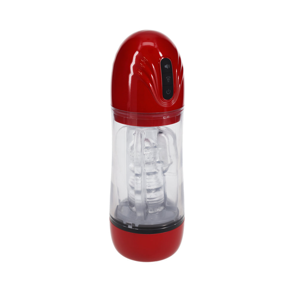 PUMPED SONICPULL MASTURBATOR SUCTION VIBRATION MULTIMEDIA ENHANCED METALLIC RED