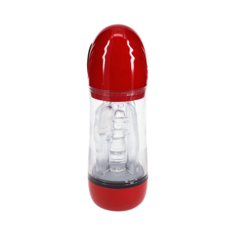 PUMPED SONICPULL MASTURBATOR SUCTION VIBRATION MULTIMEDIA ENHANCED METALLIC RED