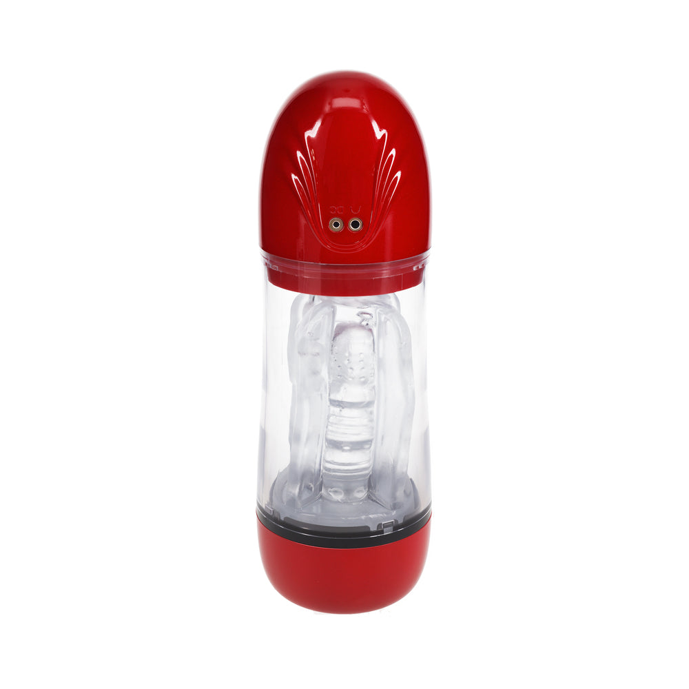 PUMPED SONICPULL MASTURBATOR SUCTION VIBRATION MULTIMEDIA ENHANCED METALLIC RED